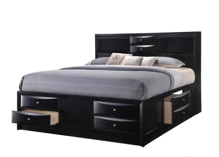 Emily Black King Storage Platform Bed - Gate Furniture