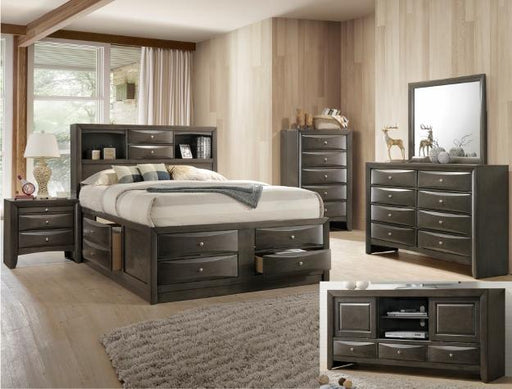 Emily Gray Queen Storage Platform Bed - Gate Furniture