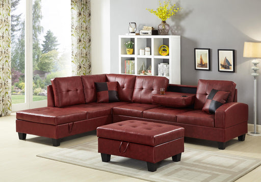 Euphorbia Red Sectional With Ottoman - Gate Furniture