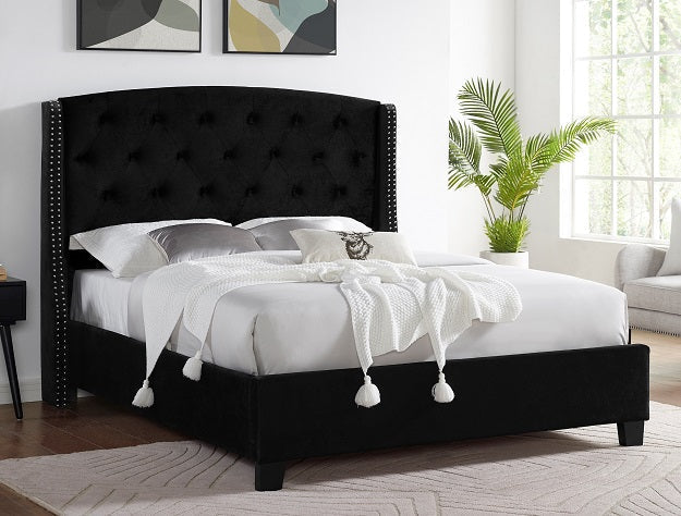 Eva Black Upholstered King Bed - Gate Furniture