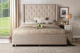 Fairborn Beige King Platform Bed with Storage Footboard - 5877KBE-1EKDW - Gate Furniture