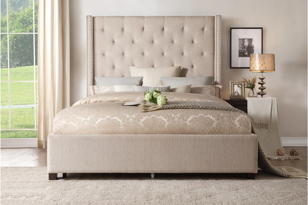 Fairborn Beige Tufted Full Platform Bed - 5877FBE-1 - Gate Furniture