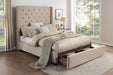 Fairborn Beige Tufted Full Platform Bed with Storage Footboard - 5877FBE-1DW - Gate Furniture