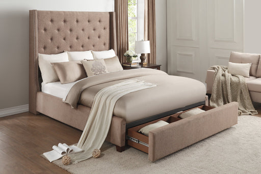 Fairborn Brown Tufted Full Platform Bed with Storage Footboard - 5877FBR-1DW - Gate Furniture