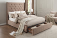 Fairborn Brown Tufted Queen Platform Bed with Storage Footboard - 5877BR-1DW - Gate Furniture