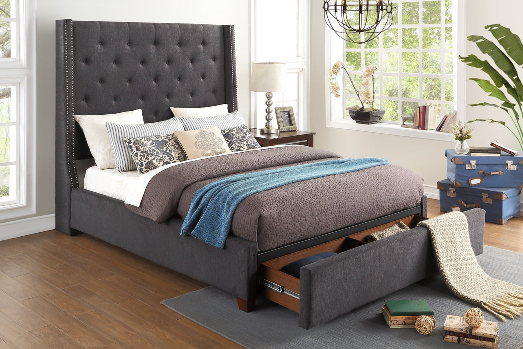 Fairborn Gray King Platform Bed with Storage Footboard - 5877KGY-1EKDW - Gate Furniture