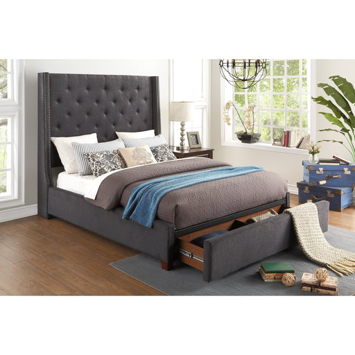 Fairborn Gray Queen Platform Bed with Storage Footboard - 5877GY-1DW - Gate Furniture