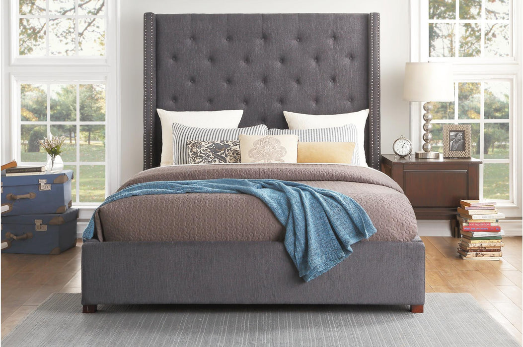 Fairborn Gray Tufted Full Platform Bed - 5877FGY-1 - Gate Furniture