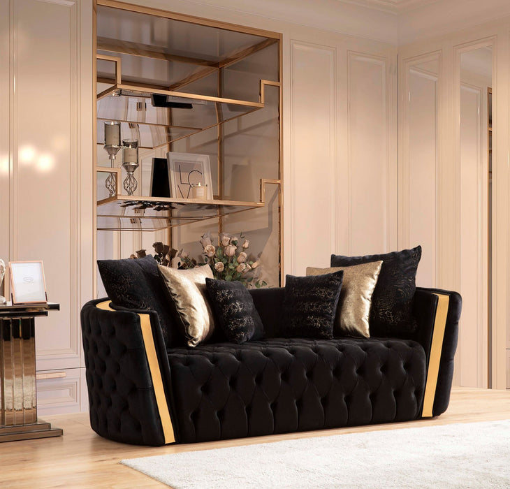 Fanci Black Velvet Sofa & Loveseat - Gate Furniture