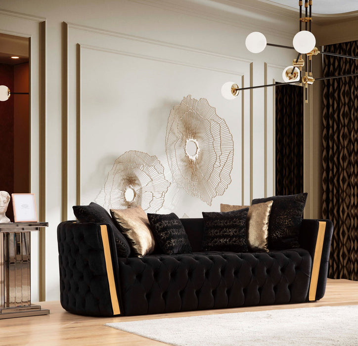 Fanci Black Velvet Sofa & Loveseat - Gate Furniture