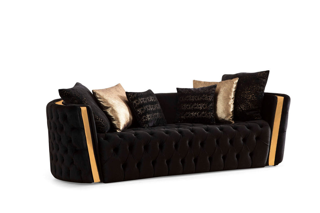 Fanci Black Velvet Sofa & Loveseat - Gate Furniture