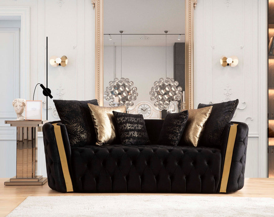 Fanci Black Velvet Sofa & Loveseat - Gate Furniture