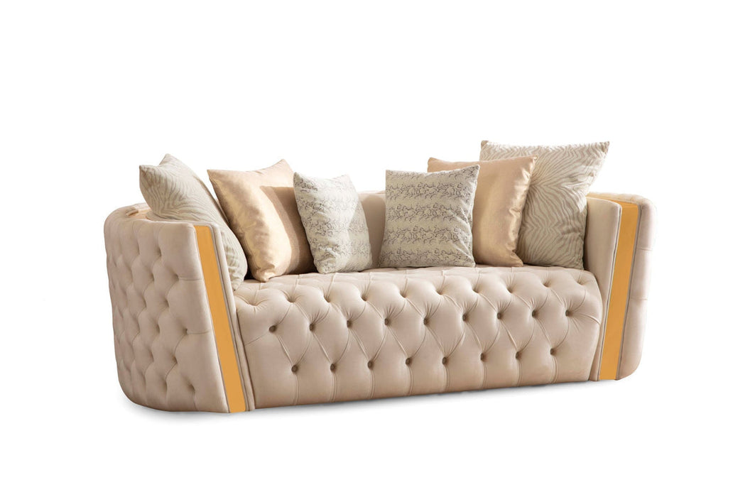 Fanci Ivory Velvet Sofa & Loveseat - Gate Furniture