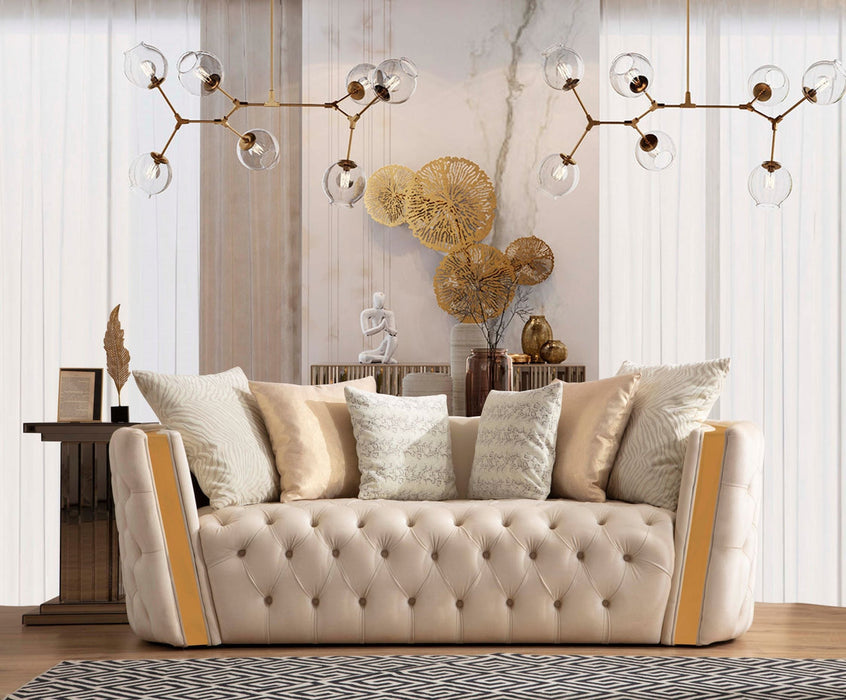 Fanci Ivory Velvet Sofa & Loveseat - Gate Furniture