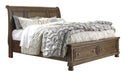 Flynnter Medium Brown King Storage Platform Sleigh Bed - Gate Furniture