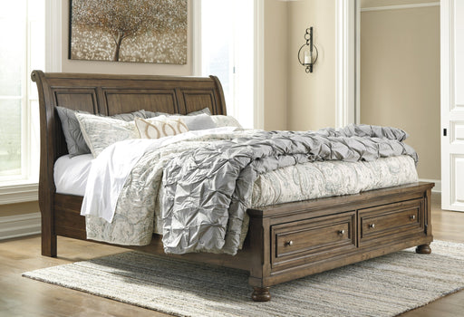 Flynnter Medium Brown Queen Storage Platform Sleigh Bed - Gate Furniture