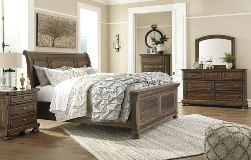 Flynnter Medium Brown Sleigh Platform Bedroom Set - Gate Furniture