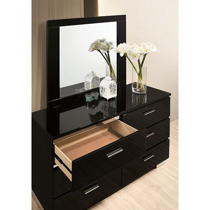 ERLACH Black/Chrome Bedroom Set