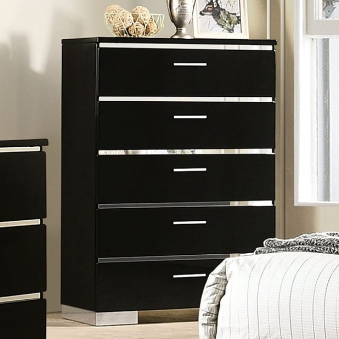 ERLACH Black/Chrome Bedroom Set