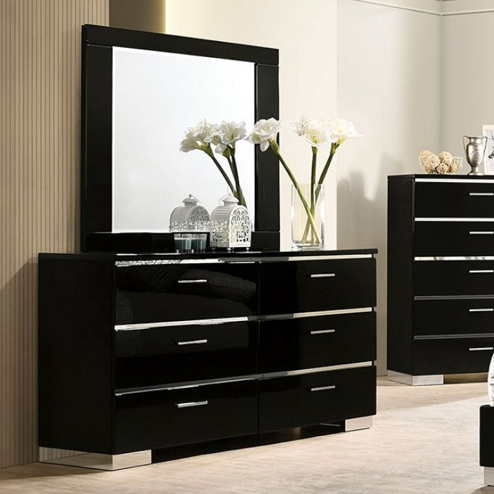 ERLACH Black/Chrome Bedroom Set