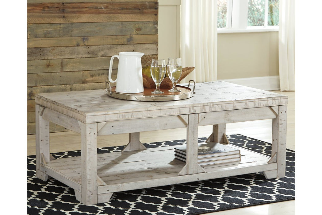 Fregine Whitewash Coffee Table with Lift Top - T755-9 - Gate Furniture