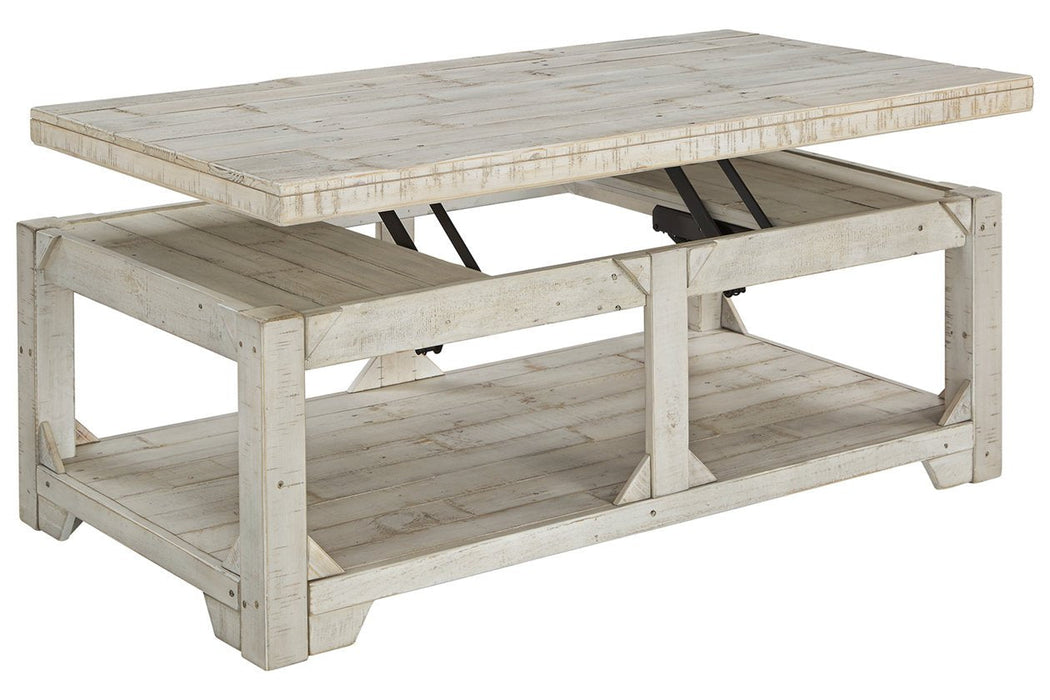 Fregine Whitewash Coffee Table with Lift Top - T755-9 - Gate Furniture