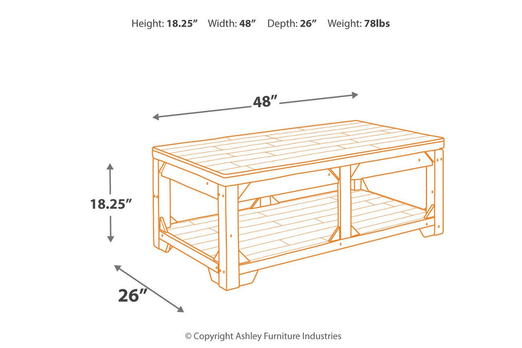 Fregine Whitewash Coffee Table with Lift Top - T755-9 - Gate Furniture