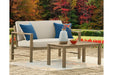 Fynnegan Light Brown Outdoor Loveseat with Table (Set of 2) - P349-035 - Gate Furniture