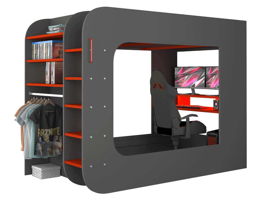 Gamer Bed Red & Black - i38209 - Gate Furniture