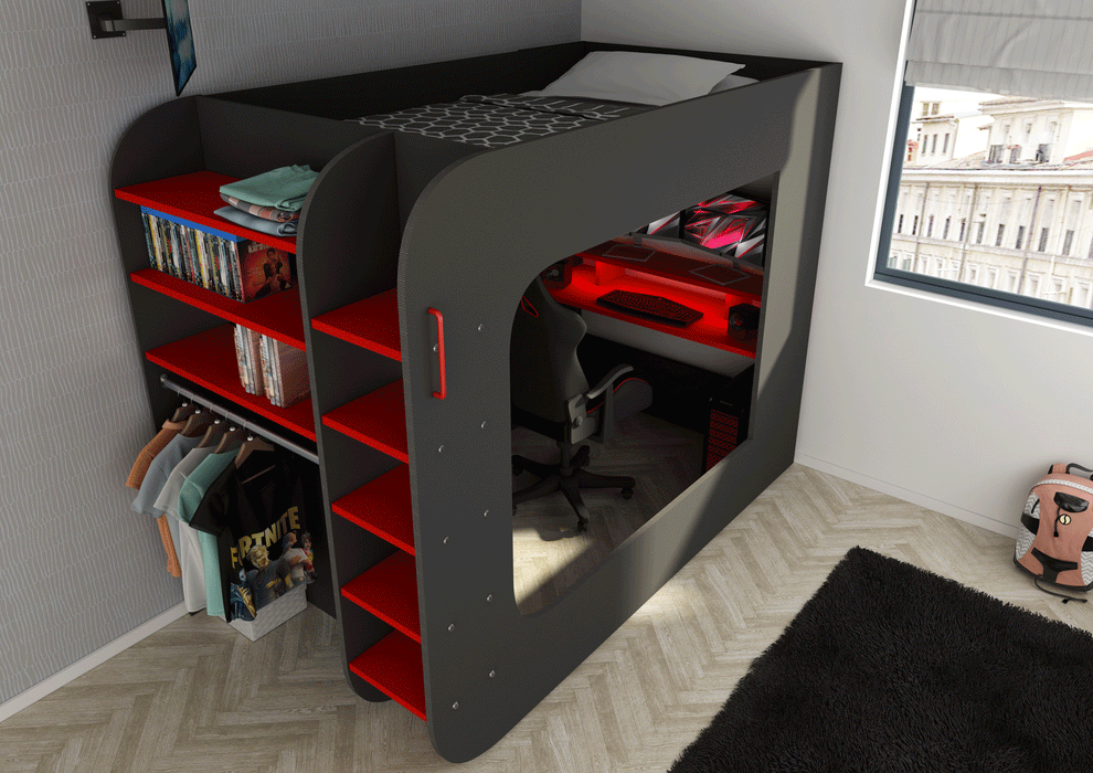 Gamer Bed Red & Black - i38209 - Gate Furniture