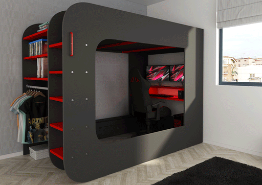 Gamer Bed Red & Black - i38209 - Gate Furniture