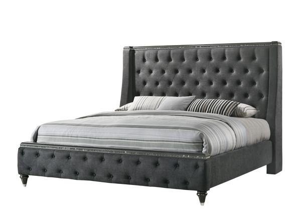 Giovani Dark Gray King Panel Bed - Gate Furniture