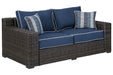 Grasson Lane Brown/Blue Loveseat with Cushion - P783-835 - Gate Furniture