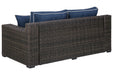 Grasson Lane Brown/Blue Loveseat with Cushion - P783-835 - Gate Furniture