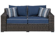 Grasson Lane Brown/Blue Loveseat with Cushion - P783-835 - Gate Furniture