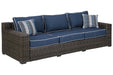 Grasson Lane Brown/Blue Sofa with Cushion - P783-838 - Gate Furniture