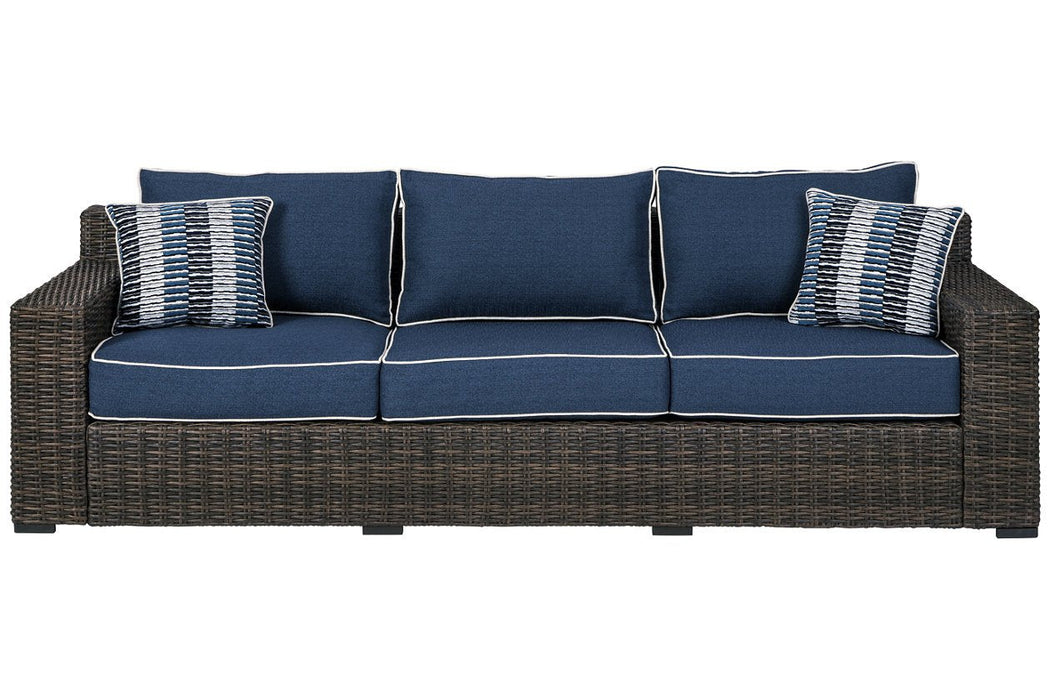 Grasson Lane Brown/Blue Sofa with Cushion - P783-838 - Gate Furniture