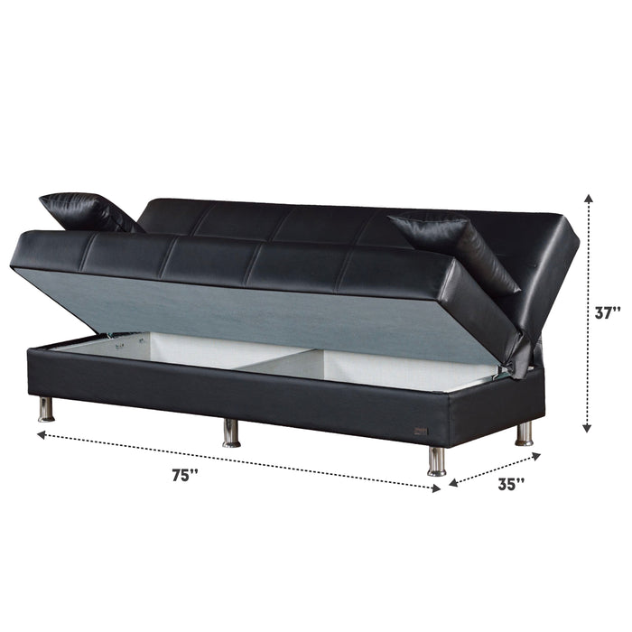 Halifax 75 in. Convertible Sleeper Sofa in Black with Storage - SB-HALIFAX - In Stock Furniture