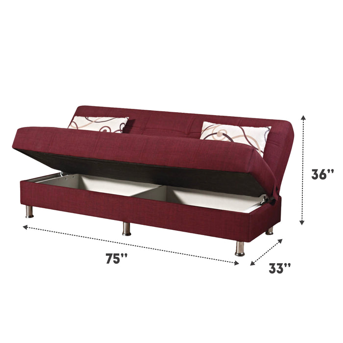 Hamburg 75 in. Convertible Sleeper Sofa in Red with Storage - SB-HAMBURG - In Stock Furniture