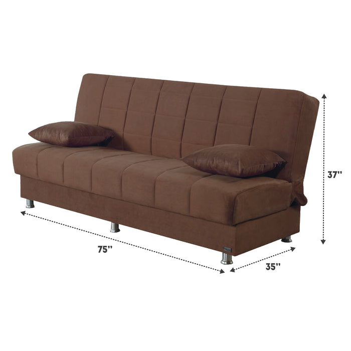 Hamilton 75 in. Convertible Sleeper Sofa in Brown with Storage - SB-HAMILTON - In Stock Furniture