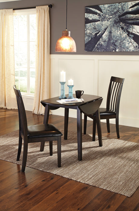 Hammis Dark Brown Round Drop Leaf Dining Set - Gate Furniture