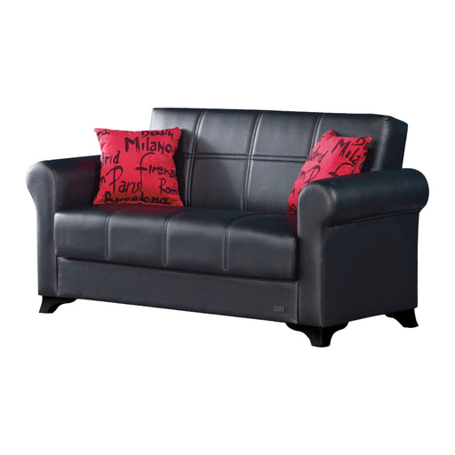 Harlem 65 in. Convertible Sleeper Loveseat in Black with Storage - LS-HARLEM - In Stock Furniture