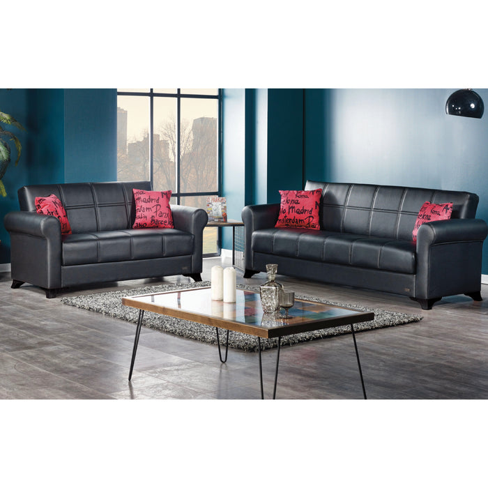 Harlem 90 in. Convertible Sleeper Sofa in Black with Storage - SB-HARLEM - In Stock Furniture