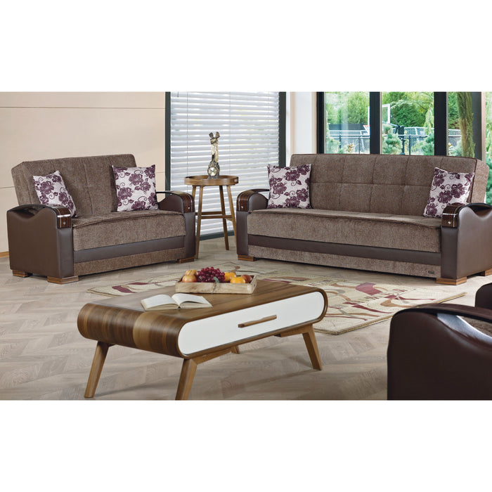 Hartford 63 in. Convertible Sleeper Loveseat in Brown with Storage - LS-HARTFORD - In Stock Furniture