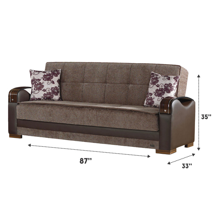 Hartford 87 in. Convertible Sleeper Sofa in Brown with Storage - SB-HARTFORD - In Stock Furniture