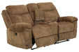 Huddle-Up Nutmeg Glider Reclining Loveseat with Console - 8230494 - Gate Furniture