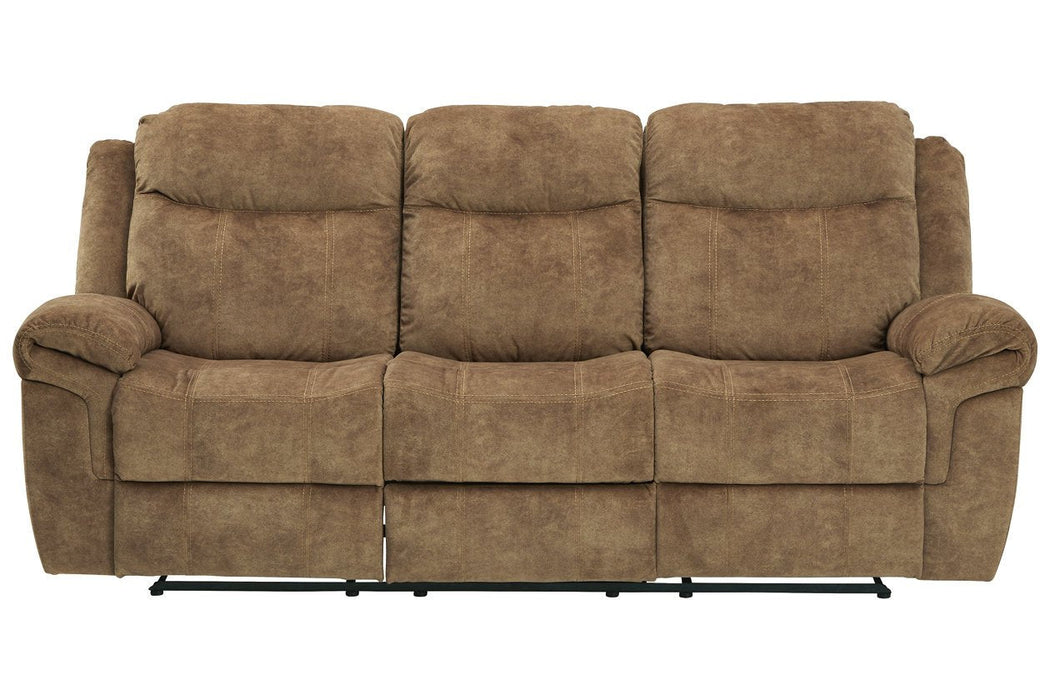 Huddle-Up Nutmeg Reclining Sofa with Drop Down Table - 8230489 - Gate Furniture