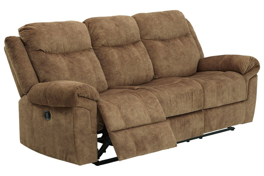 Huddle-Up Nutmeg Reclining Sofa with Drop Down Table - 8230489 - Gate Furniture