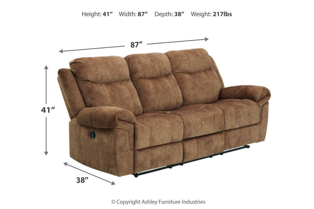 Huddle-Up Nutmeg Reclining Sofa with Drop Down Table - 8230489 - Gate Furniture