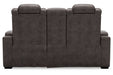 HyllMont Gray Power Reclining Loveseat with Console - 9300318 - Gate Furniture